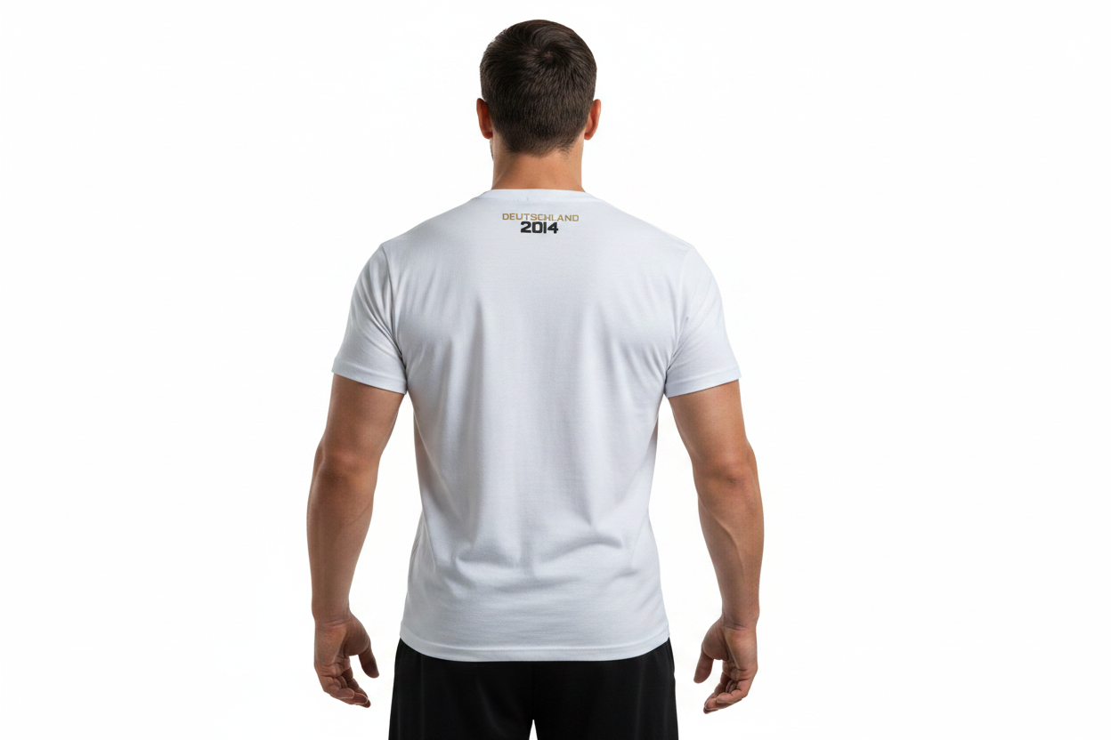 Baumwoll T-Shirt Deutschland WM 2014 weiß gold schwarz American Football Style