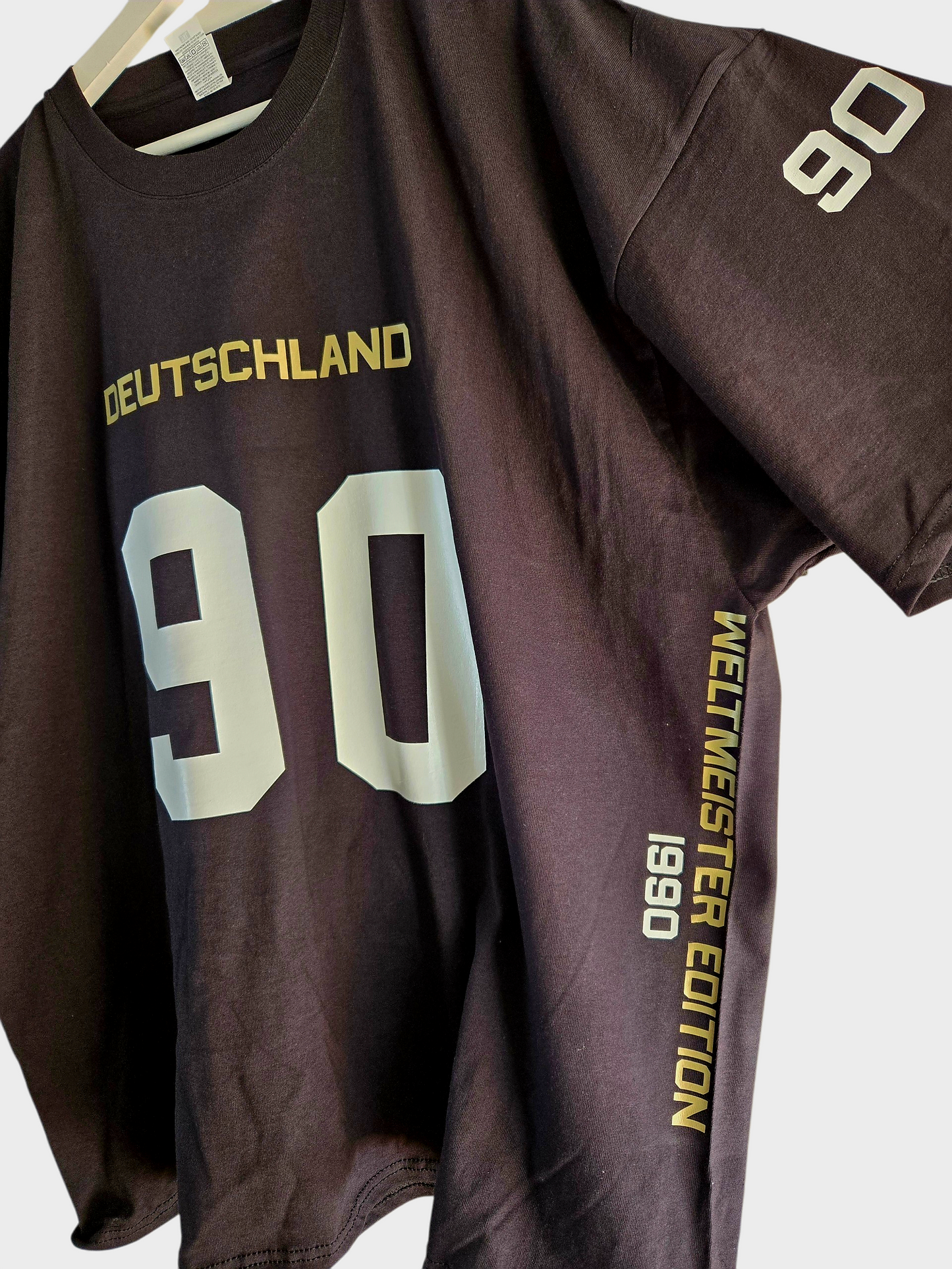 Baumwoll T-Shirt Deutschland WM 1990 schwarz American Football Style