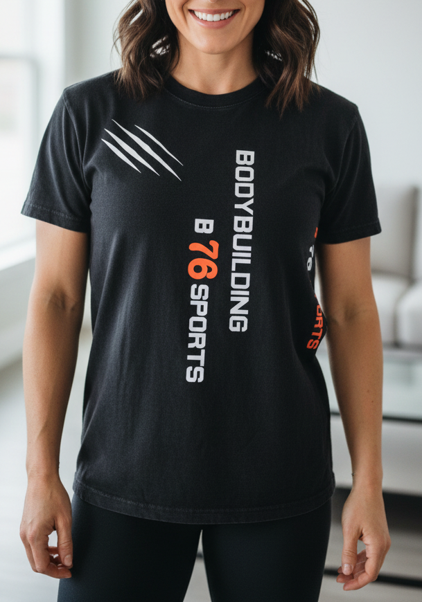 Sport & Fitness Baumwoll T-Shirt Bodybuilding schwarz Vintage