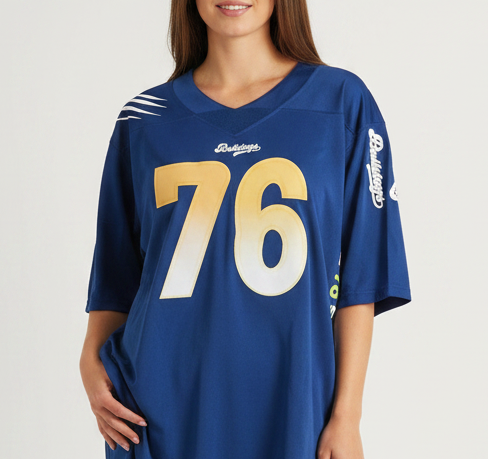 American Football Trikot Bulldogs Bodybuilding Oversize Blau Weiß Gelb