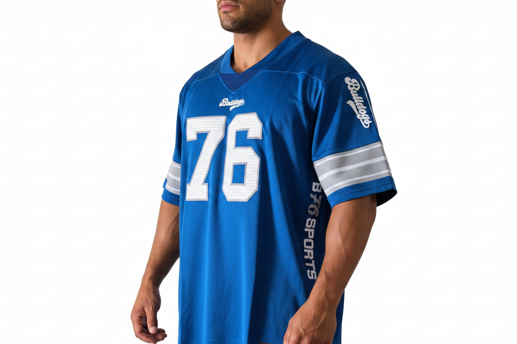 American Football Trikot Bulldogs Oversize Blau Silber/weiß