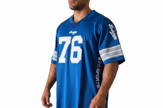 American Football Trikot Bulldogs Oversize Blau Silber/weiß
