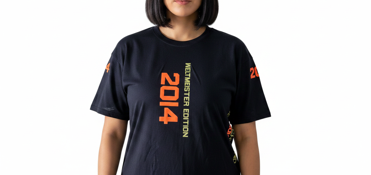 Baumwoll T-Shirt Deutschland WM 2014 schwarz gold orange American Football Style