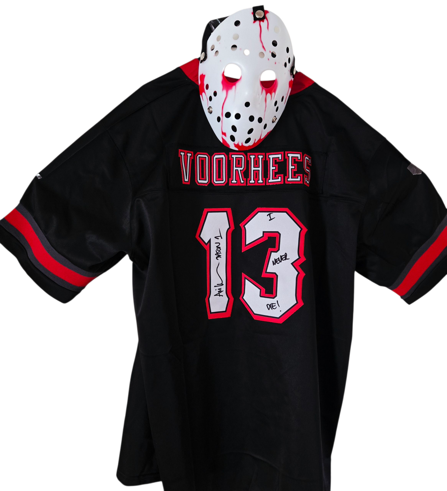 Halloween Karneval Set Football Trikot Jason Voorhees Nummer 13 mit Maske (weiß) XXL