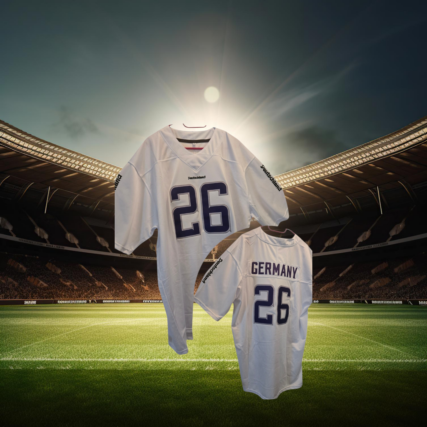 American Football Trikot Deutschland Fußball WM 26 weiß lila