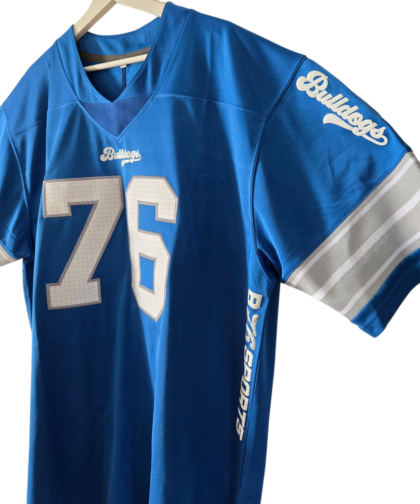 American Football Trikot Bulldogs Oversize Blau Silber/weiß
