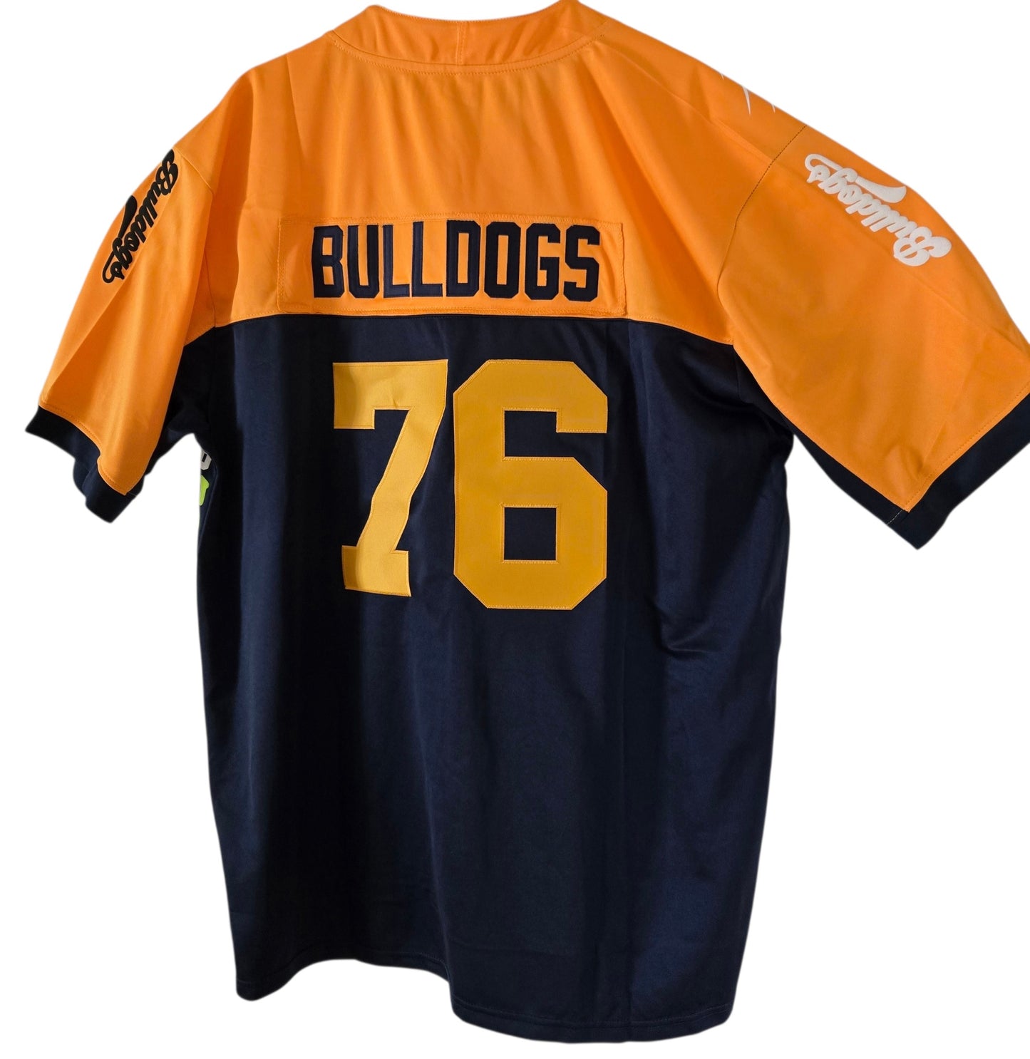 American Football Trikot Bulldogs Bodybuilding Orange dunkelblau Oversize XXL