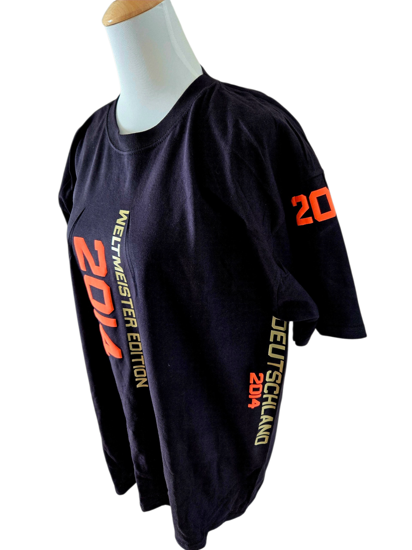 Baumwoll T-Shirt Deutschland WM 2014 schwarz gold orange American Football Style