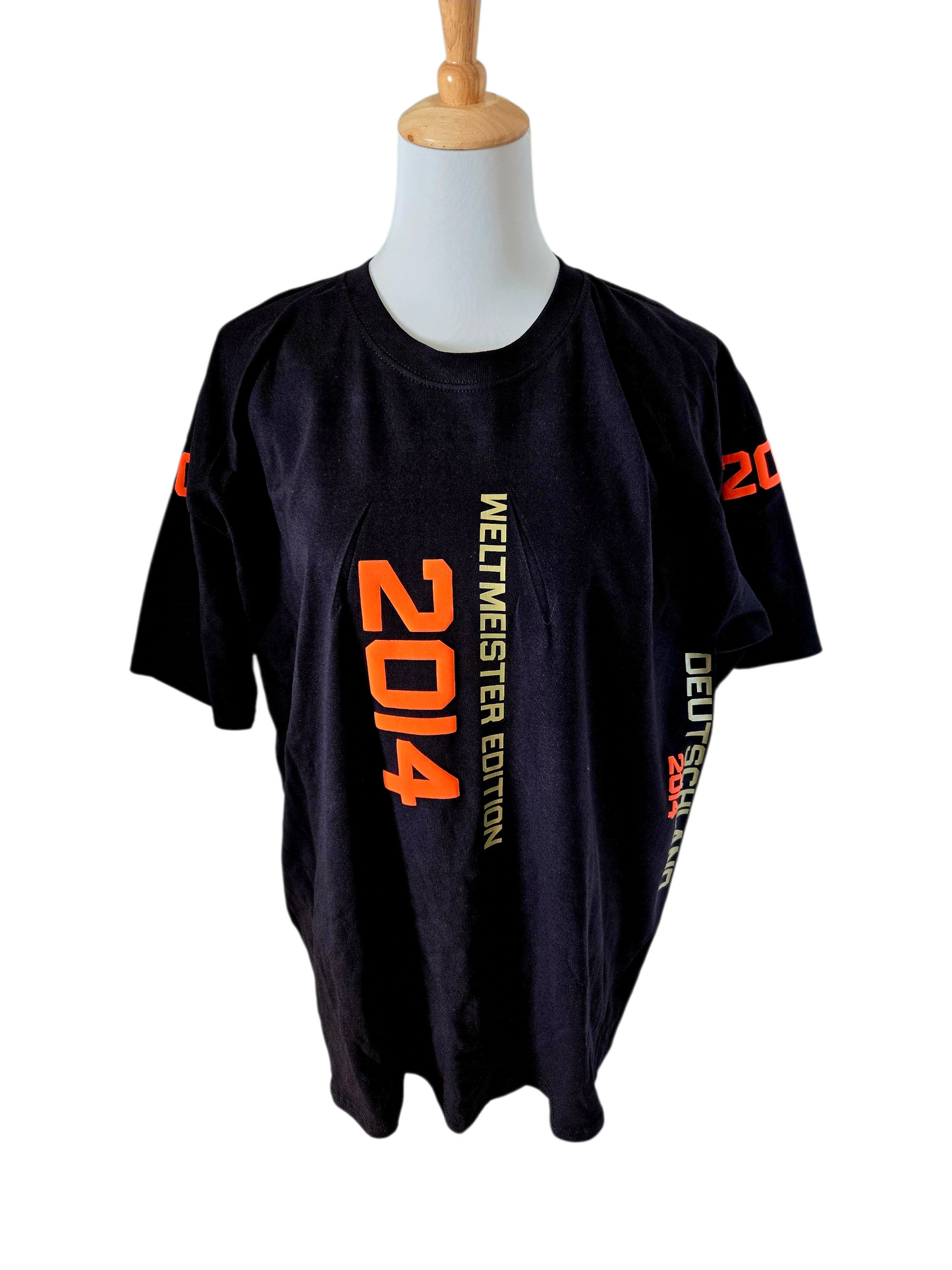 Baumwoll T-Shirt Deutschland WM 2014 schwarz gold orange American Football Style