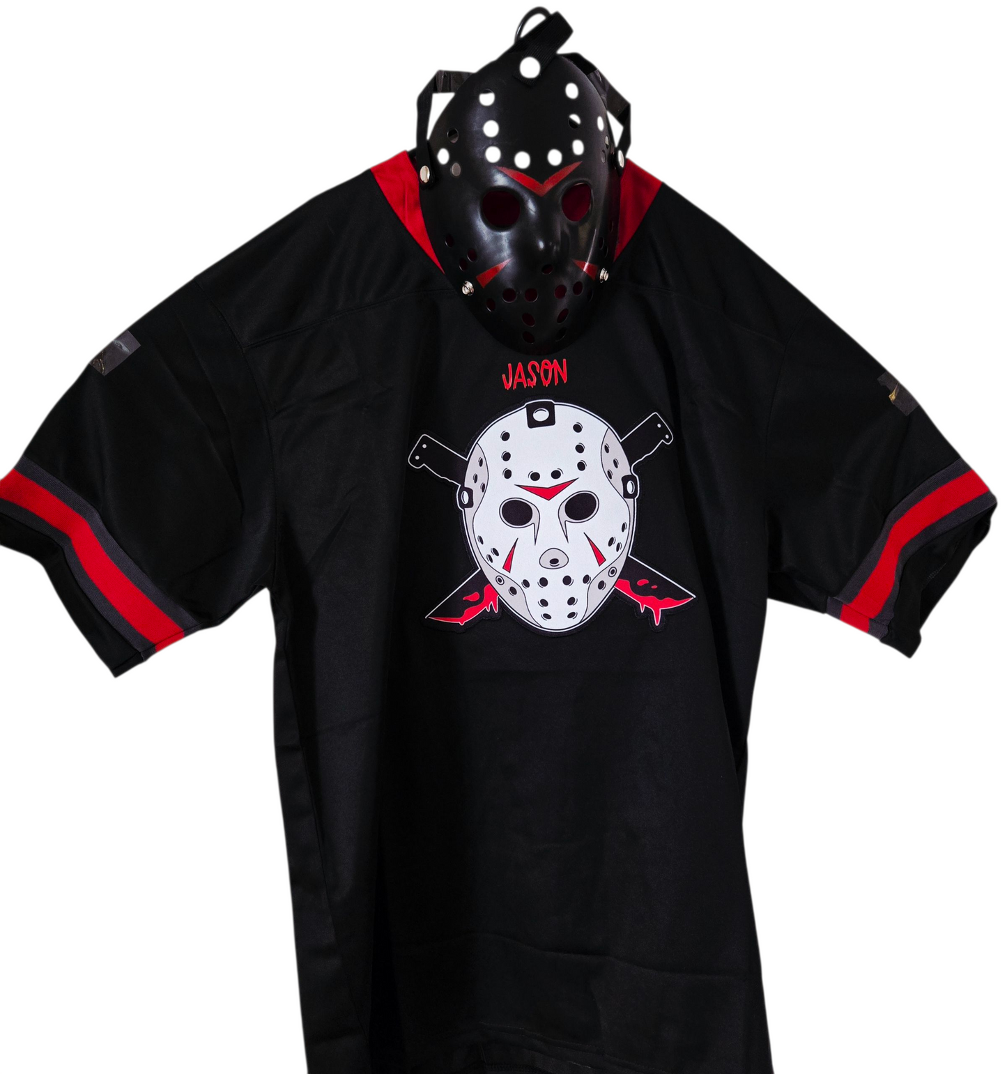 Halloween Karneval Set Football Trikot Jason Voorhees Nummer 13 mit Maske (schwarz) XL