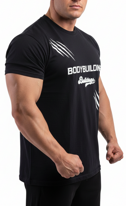 Sport & Fitness Baumwoll T-Shirt Bodybuilding Bulldogs schwarz