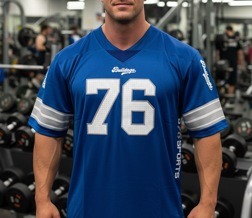 American Football Trikot Bulldogs Oversize Blau Silber/weiß