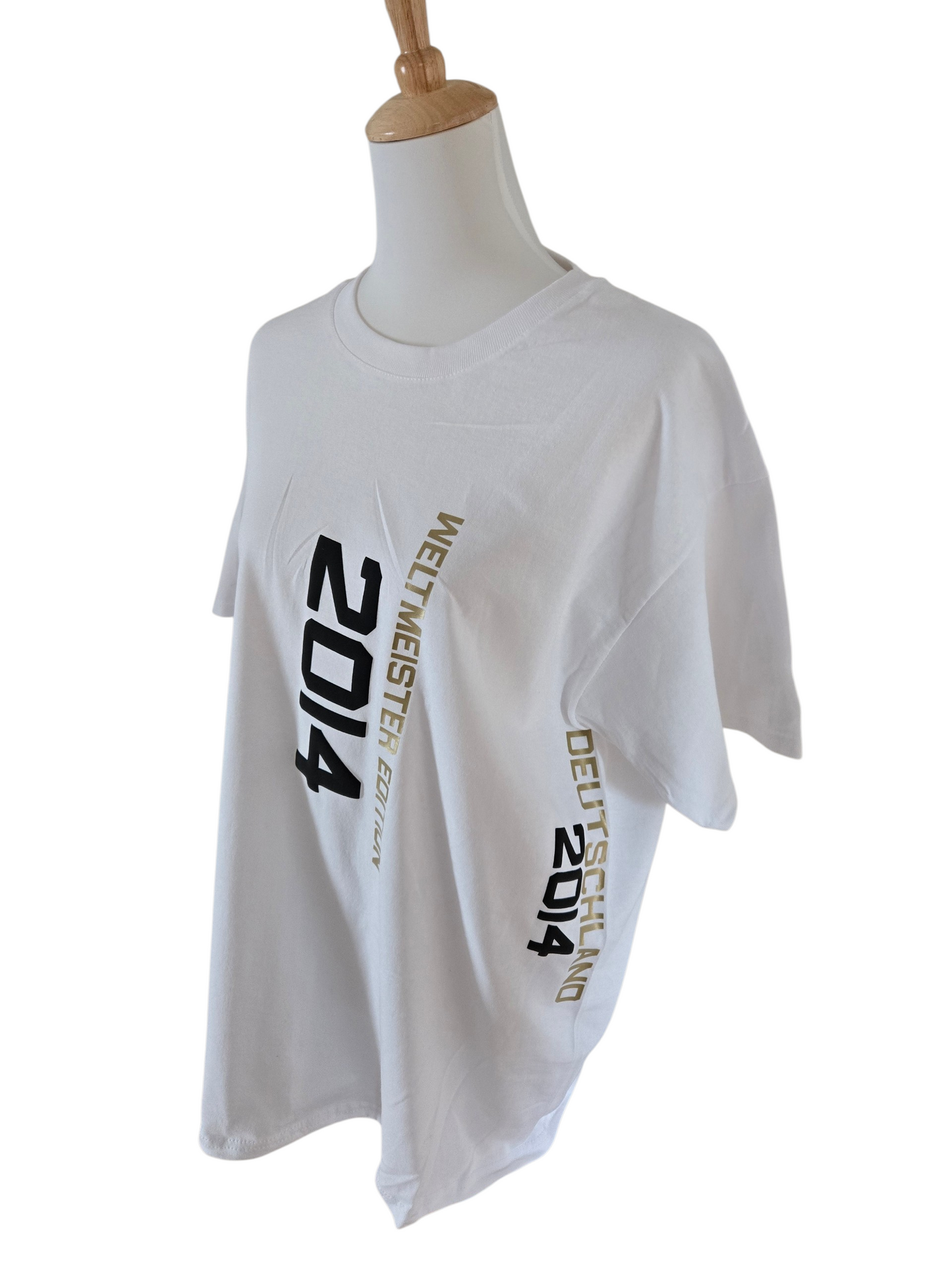 Baumwoll T-Shirt Deutschland WM 2014 weiß gold schwarz American Football Style