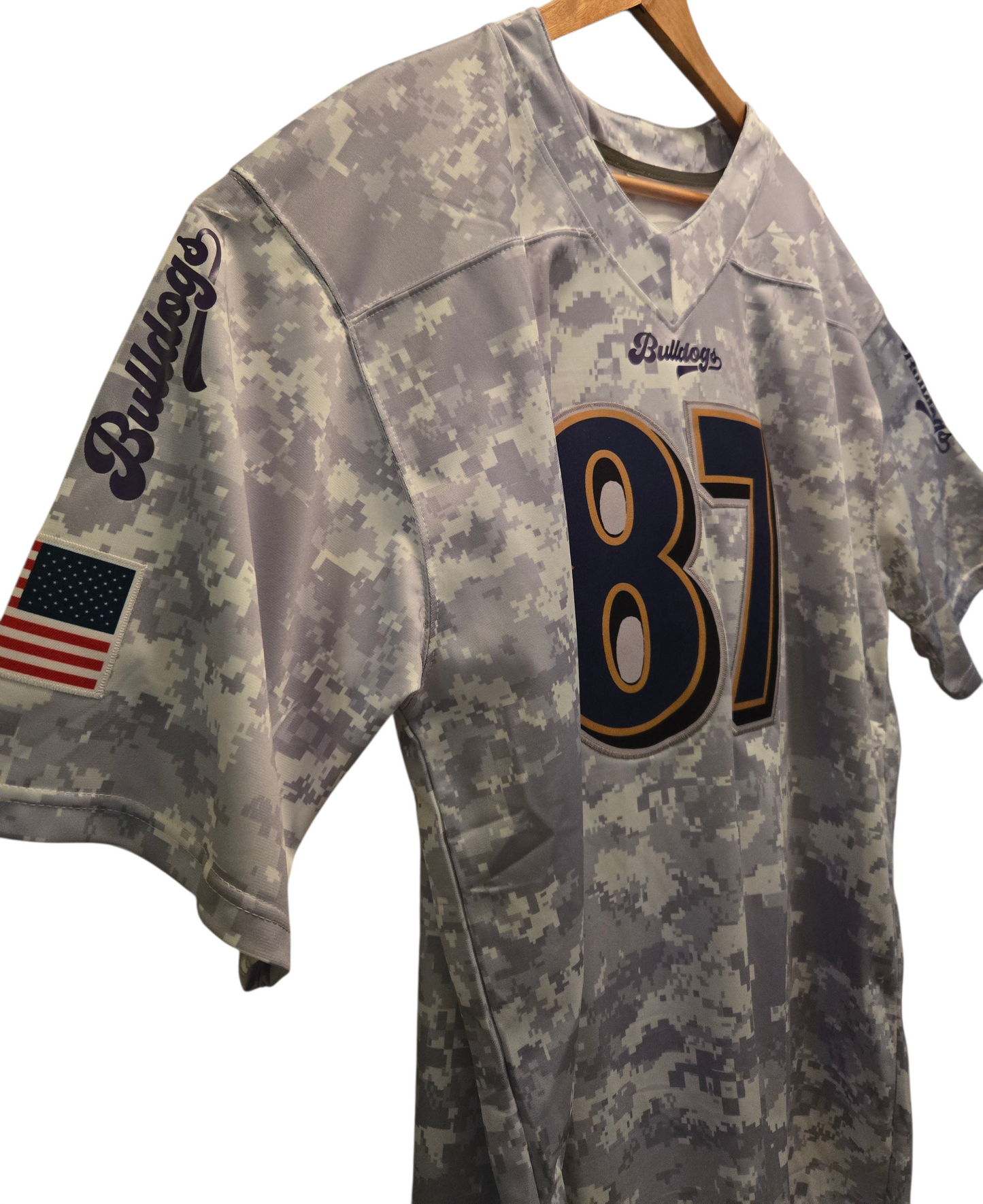 American Football Trikot Bulldogs Camouflage Lila
