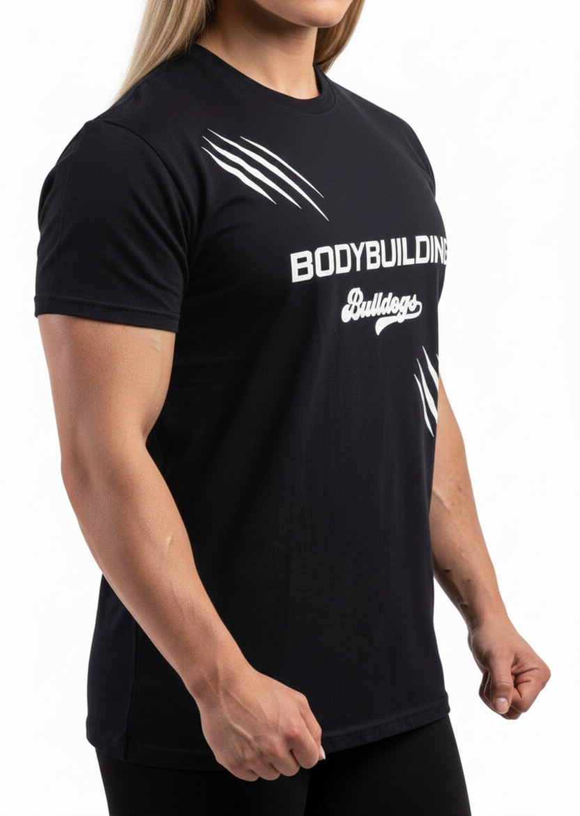 Sport & Fitness Baumwoll T-Shirt Bodybuilding Bulldogs schwarz