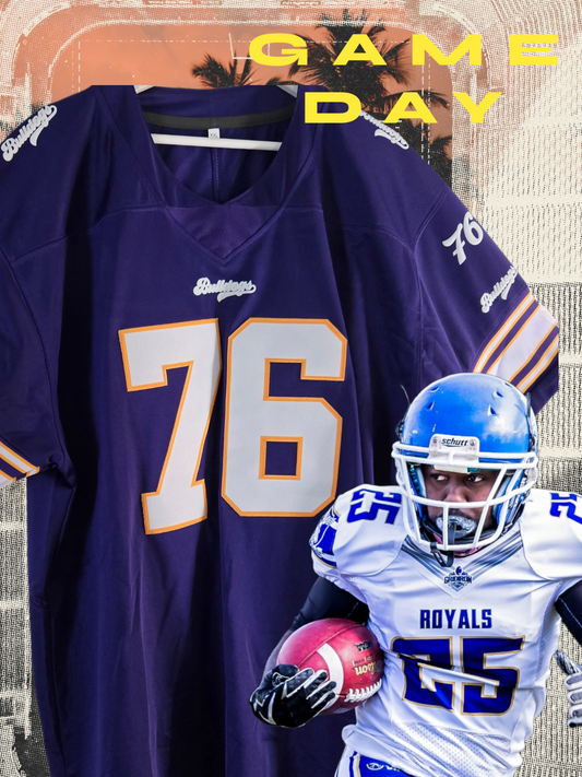 American Football Trikot Bulldogs Lila Weiß