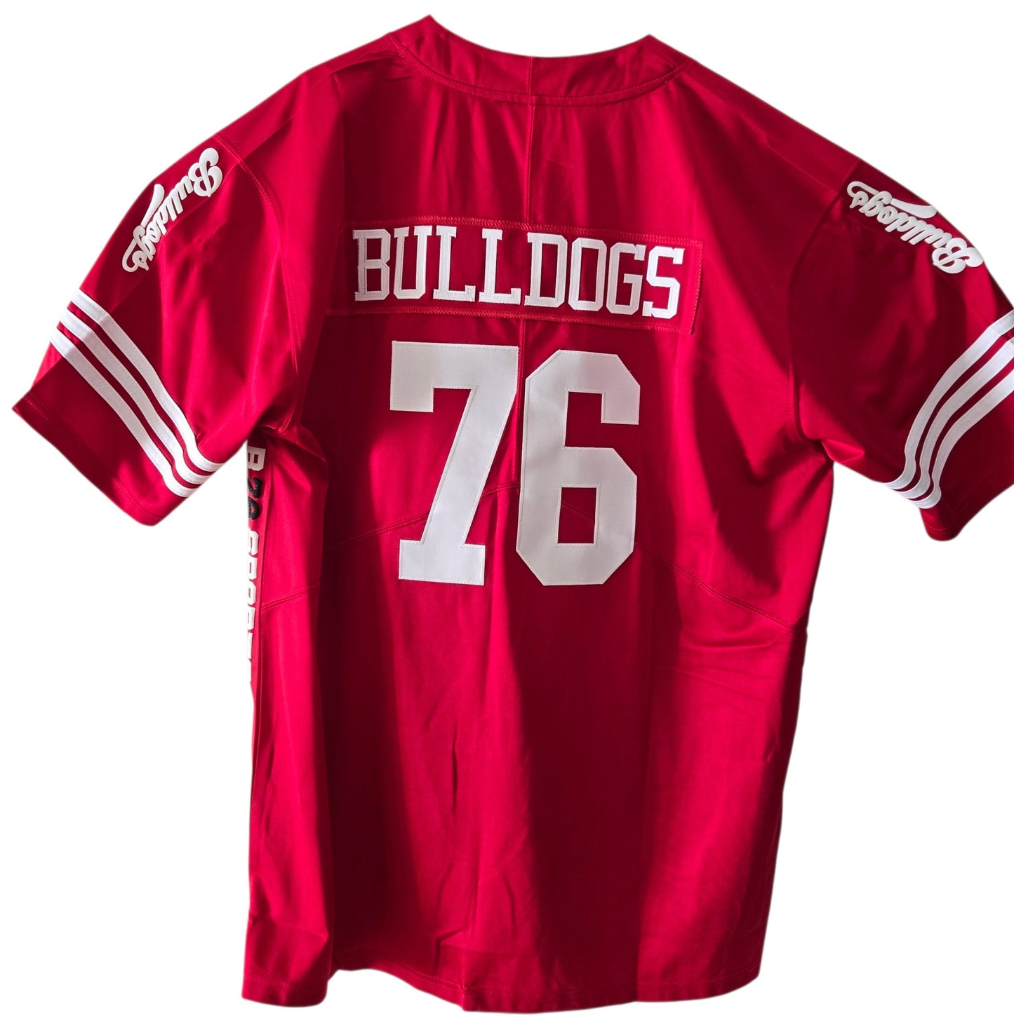 American Football Trikot Bulldogs Nummer 76 Oversize rot weiß